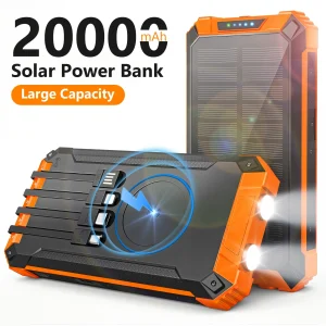 20000mAh Portable Solar Power Bank Wireless Charging