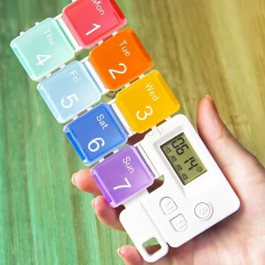 Timed medicine box, portable and detachable alarm clock,
