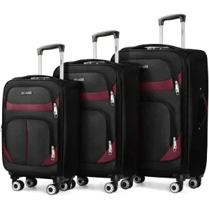 Expandable Large Set / 3 Suitcases / Front Open Pocket